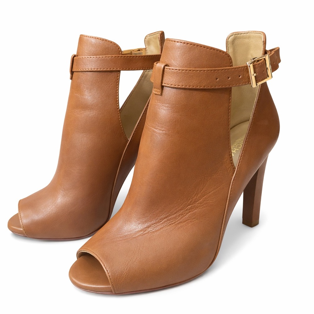 MICHAEL Michael Kors Tan Heeled Peep Toe Booties - Picture 3 of 9